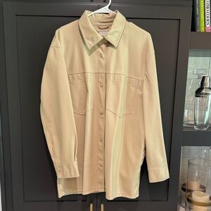 Topshop Beige Button-Up Shirt Jacket